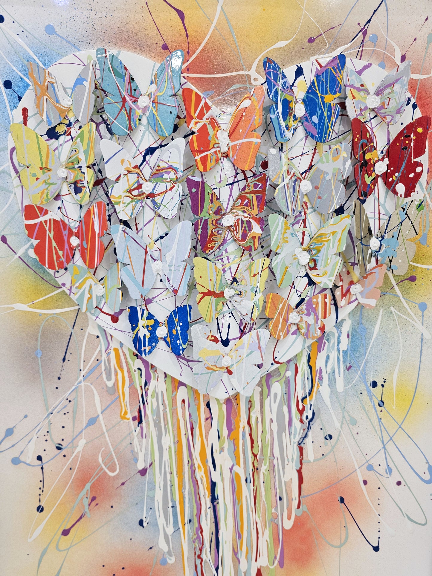 Framed Dripping Colorful Heart