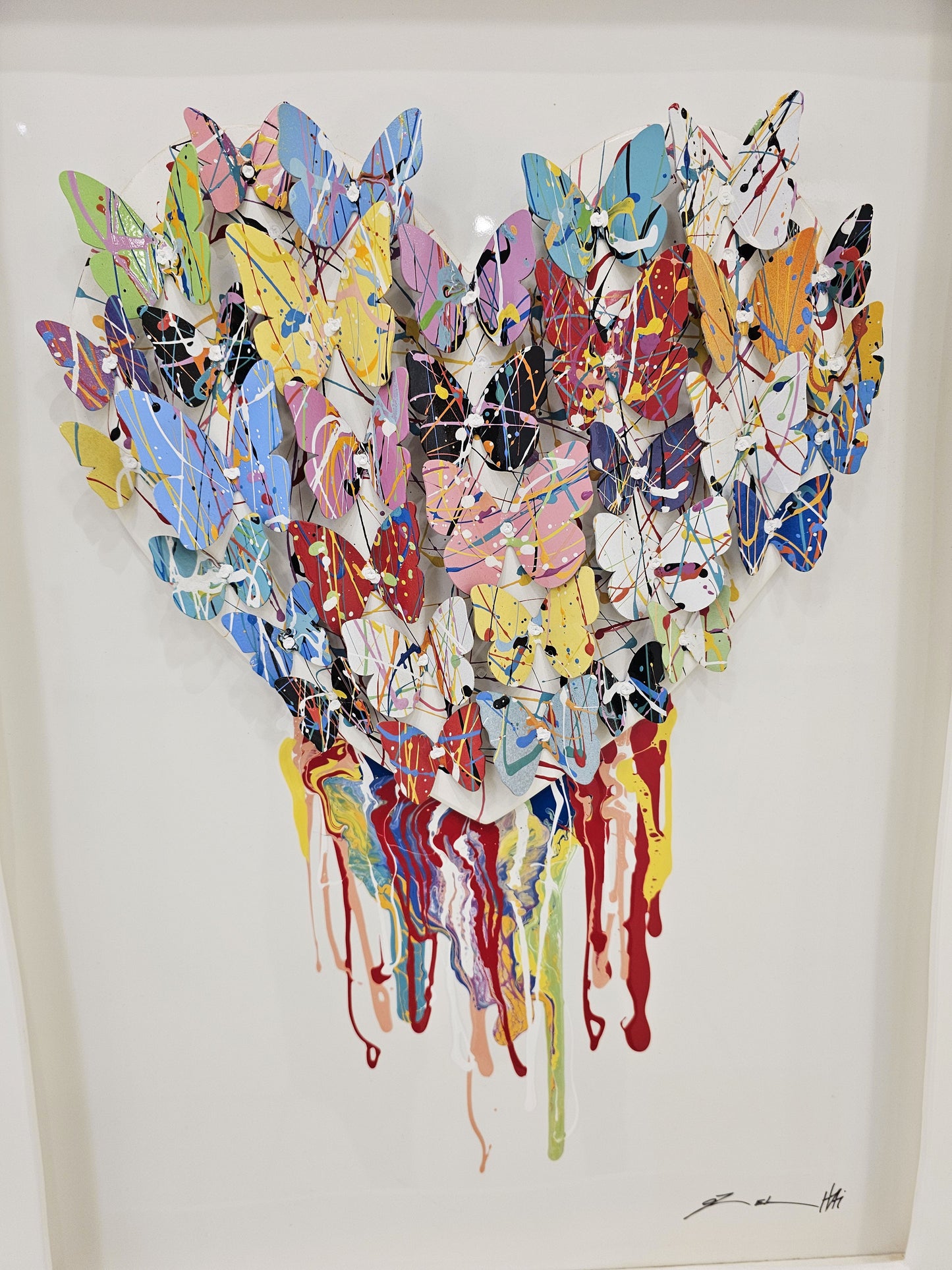 Framed Dripping Colorful Heart