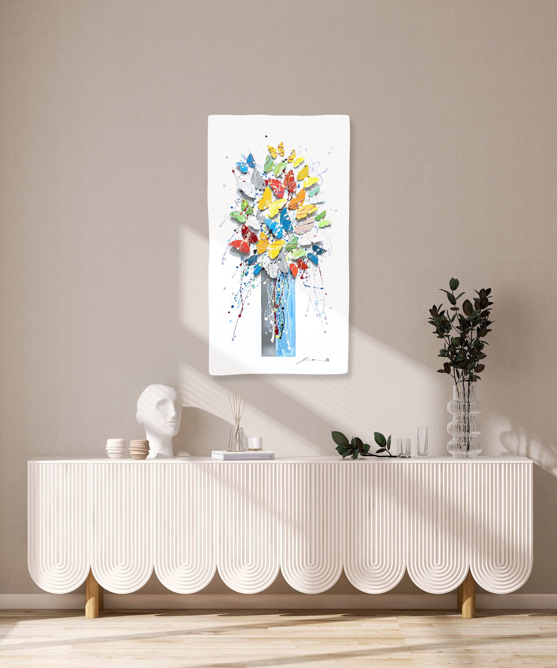 Light Blue Tree of Life hanged on a wall in a home niche