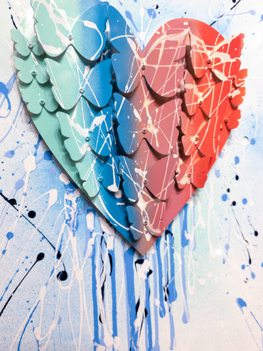 side view of Dripping Colorful Heart artwork