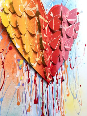 Side view of Dripping Colorful Heart artwork