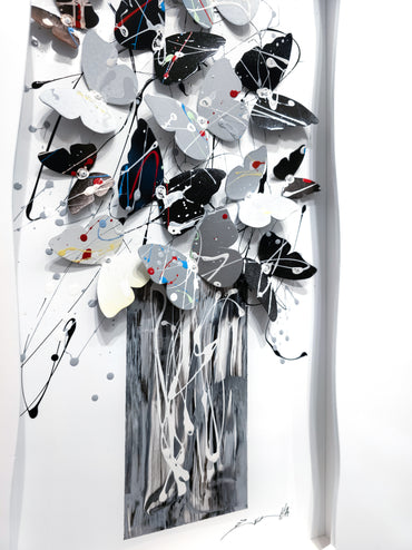 Left Side view of Framed Black & White Tree of Life artwork