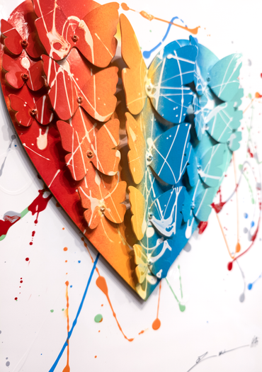 Left side view of colorful Heart artwork