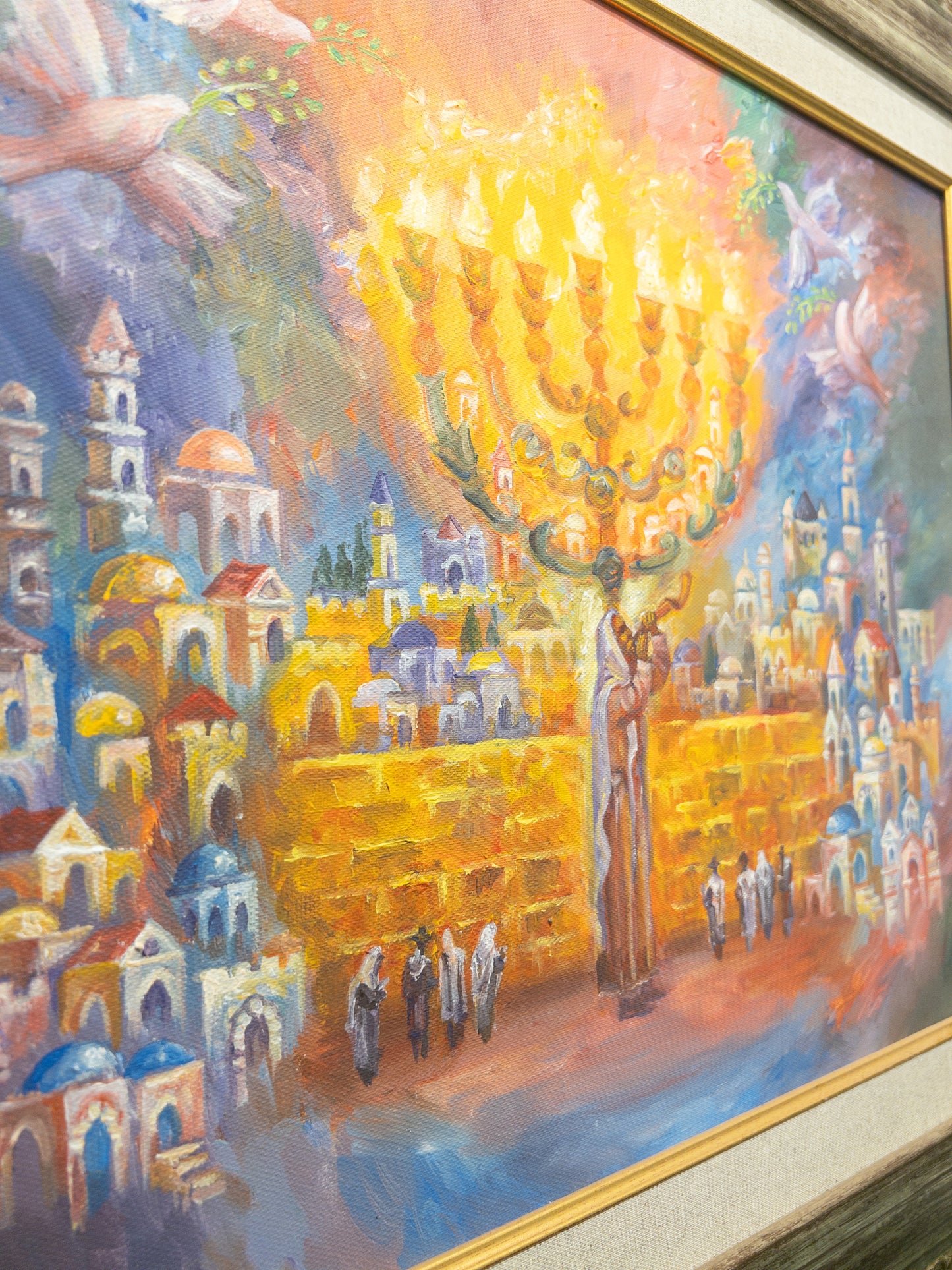 Left side view of the Western Wall Menorah Artwork