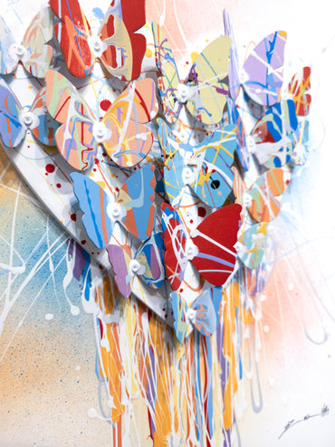 Left side view of the Dripping Colorful Heart artwork