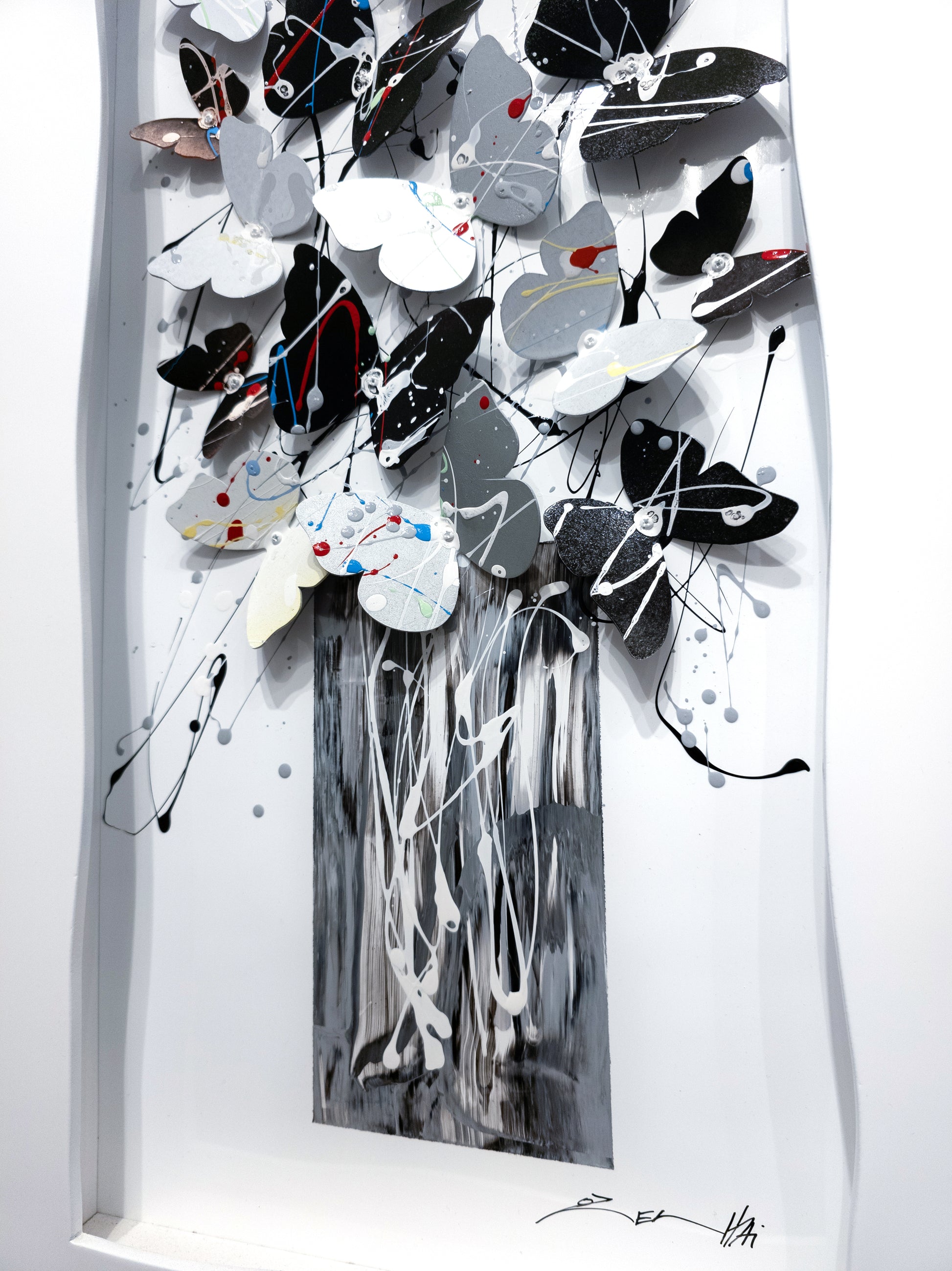 Right Side view of Framed Black & White Tree of Life artwork