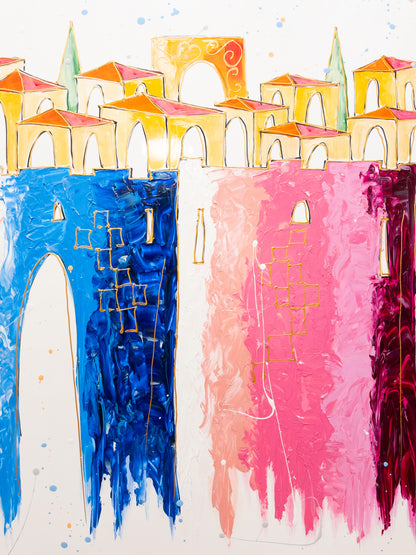 Close up view of the Jerusalem's Colorful Harmony Artwork