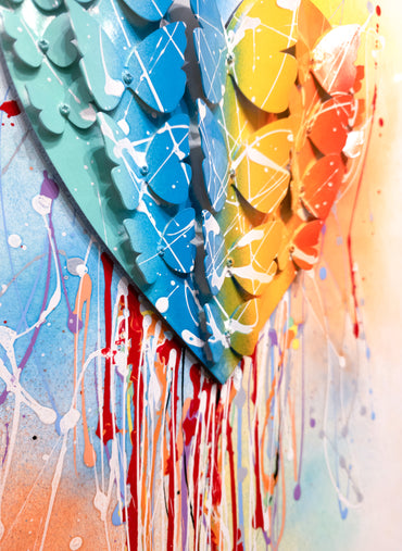 Side view of the Dripping Colorful Heart artwork