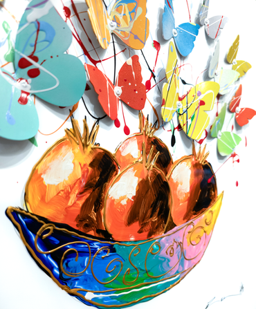 Side view of Pomegranates Bowl artwork
