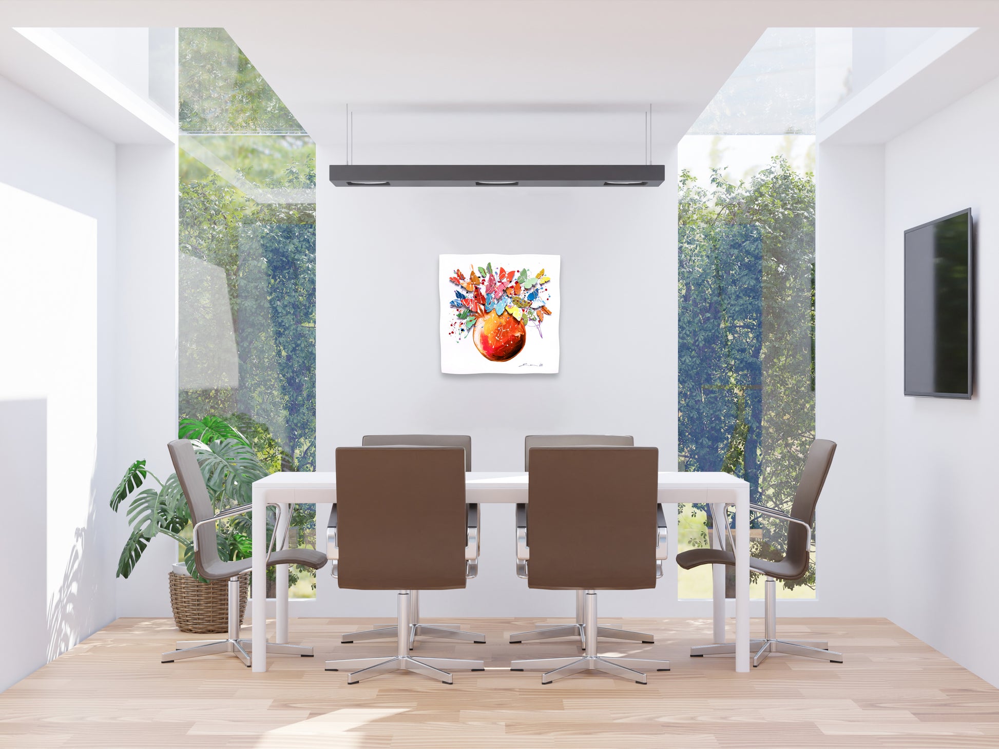 Pomegranate Tree of Life hanged on a wall in a conference room