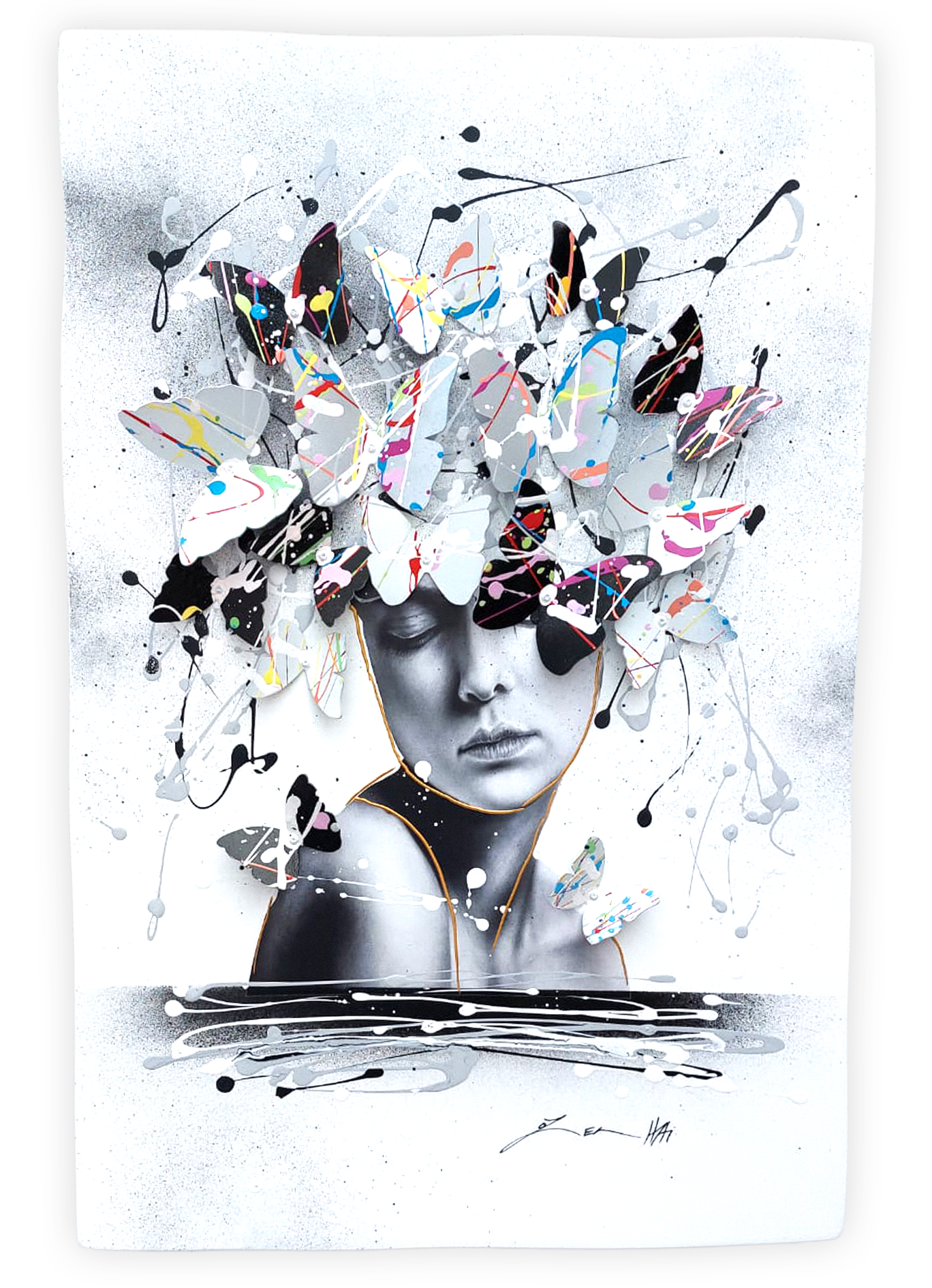 Black & White Butterfly Lady