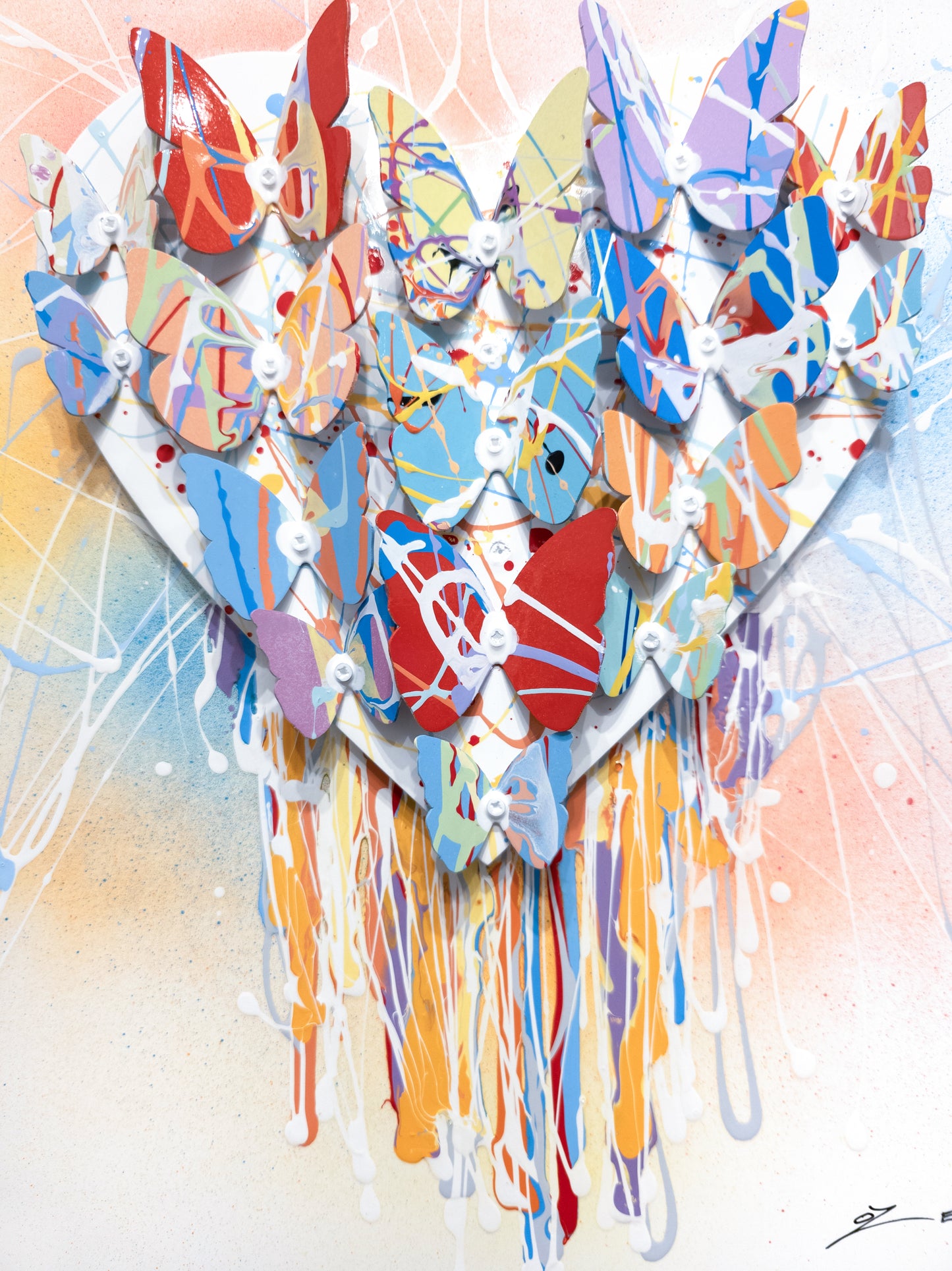 Closeup of the Dripping Colorful Heart artwork